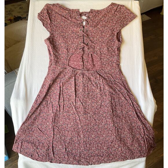 American Eagle Outfitters Women Dress M Mauve Floral Fit & Flare Cottagecore - Picture 11 of 11